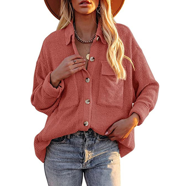 Women Oversized Fine Knit Shirt Jacket with Button Placket and Brusttaschen Mune Fashion