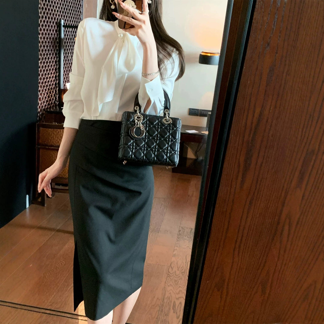Women Elegant Blouse with Bow Detail Mune Fashion