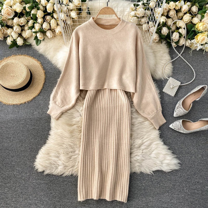 Women's Knitted Ensemble with Rib Details Mune Fashion
