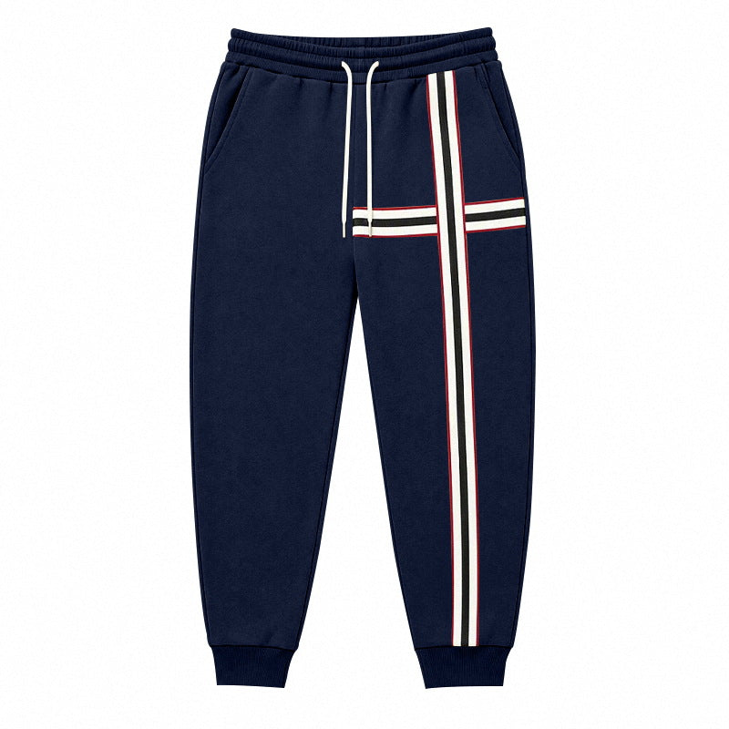Men's joggers with contrasting side and cross stripes Mune Fashion