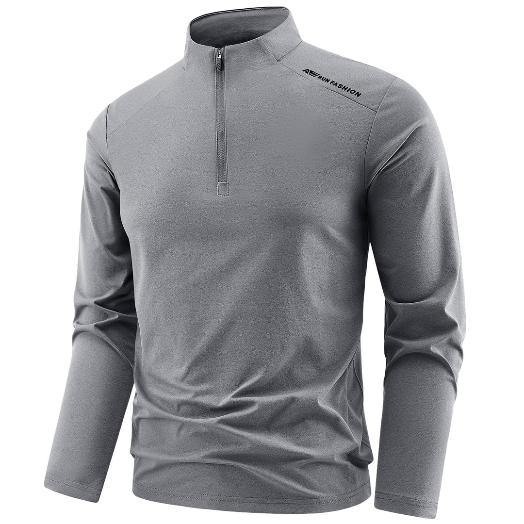 Men's Long Sleeve Performance Half-Zip Training Shirt with Stand-Up Collar and Breathable Functional Material Mune Fashion
