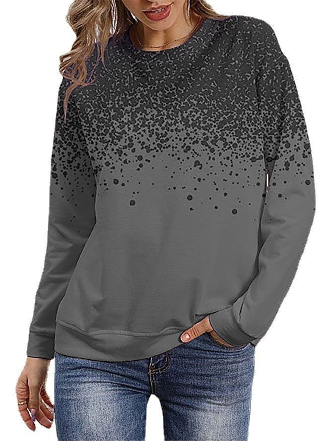 Women's sweatshirt with gradient dot print and round neck Mune Fashion