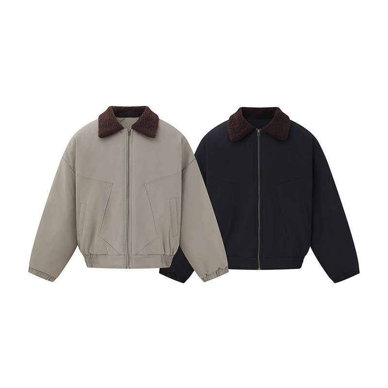 Unisex short bomber jacket in boxy cut with teddy collar Mune Fashion