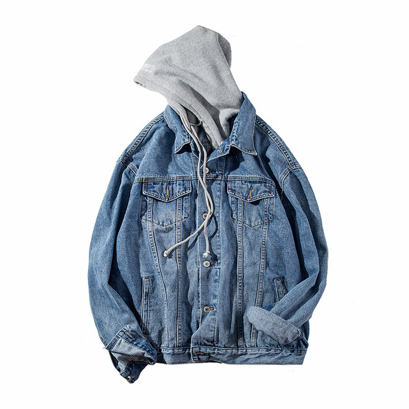 Men's Casual Denim Jacket with Integrated Hood Mune Fashion
