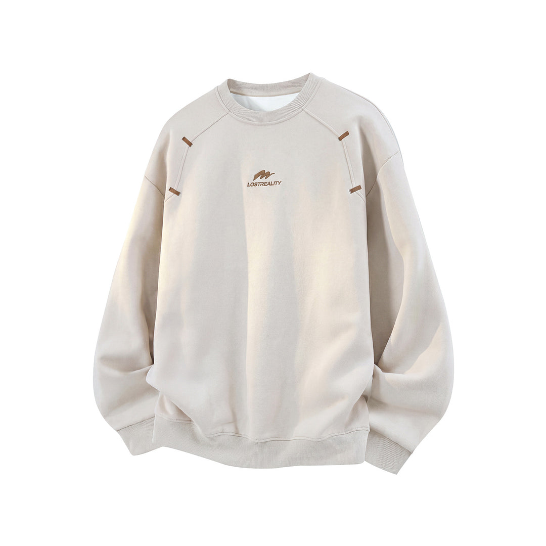 Unisex Boxy-Round-Neck-Sweatshirt with application tabs and minimalist logo embroidery Mune Fashion