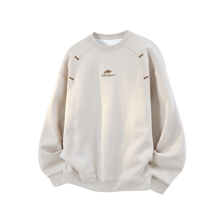 Unisex Boxy-Round-Neck-Sweatshirt with application tabs and minimalist logo embroidery Mune Fashion