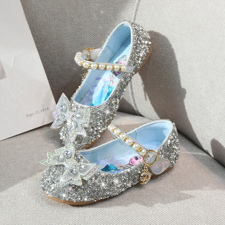 Girls Glitter Ballerinas with Pearl Accent Mune Fashion