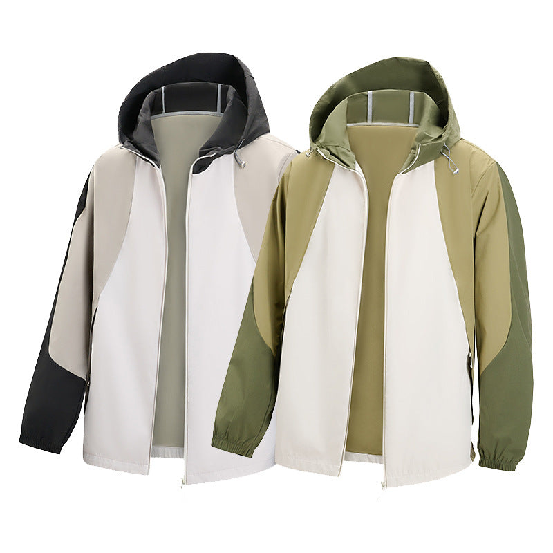 Men's lightweight water-repellent color-block windbreaker with hood and zip Mune Fashion