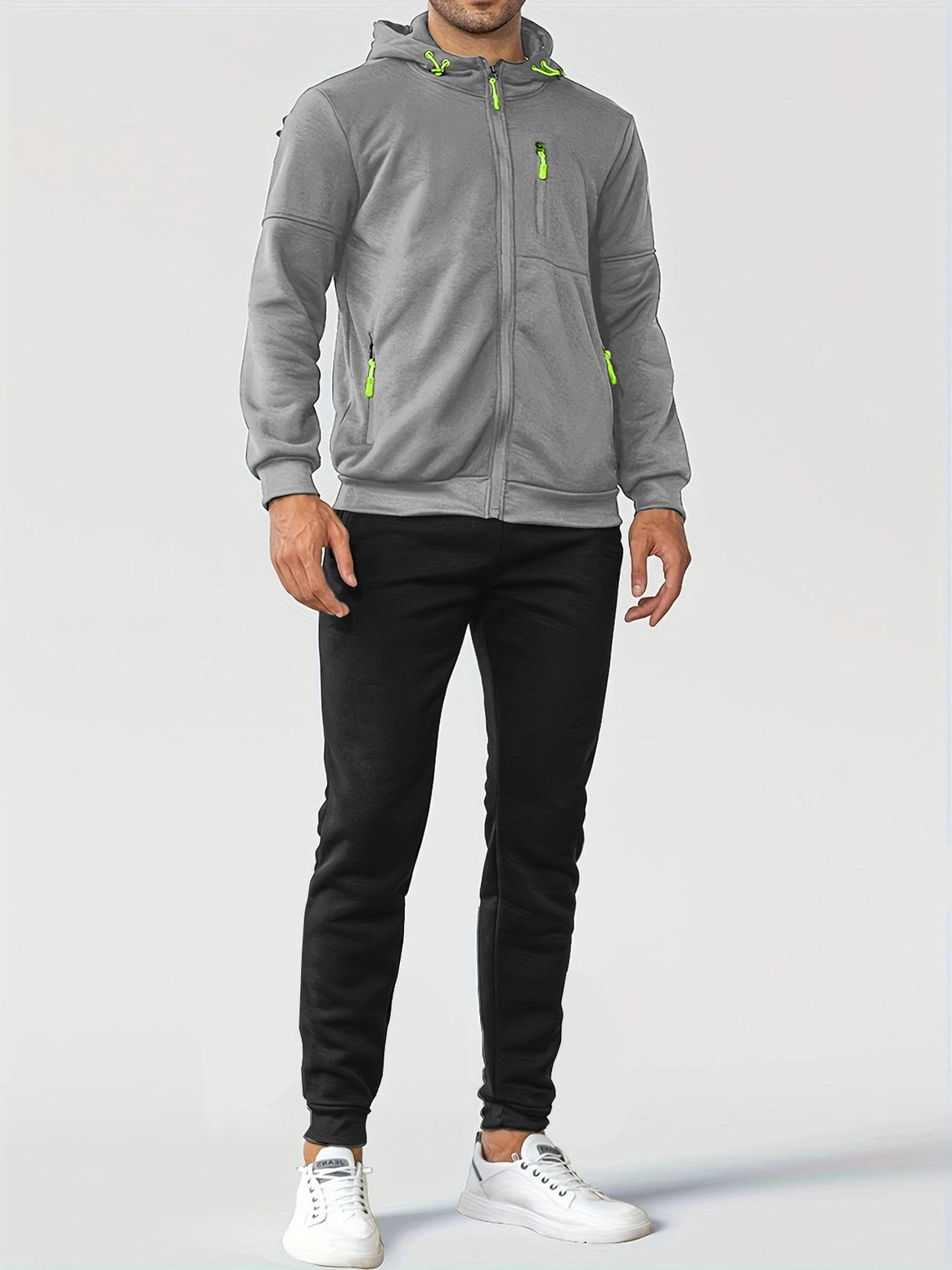 Men's nan technical hoodie jacket with full front zipper, chest pocket with zipper and elastic cuffs Mune Fashion