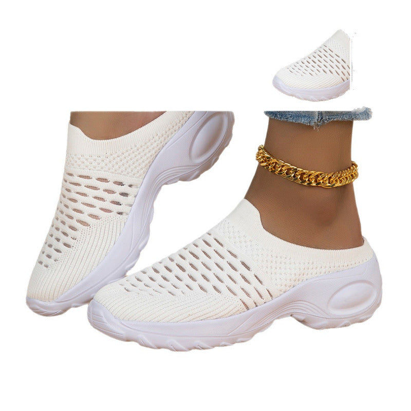 Women Breathable Knit Slip-On Sneakers with Shock-Absorbing Lightweight Sole Mune Fashion
