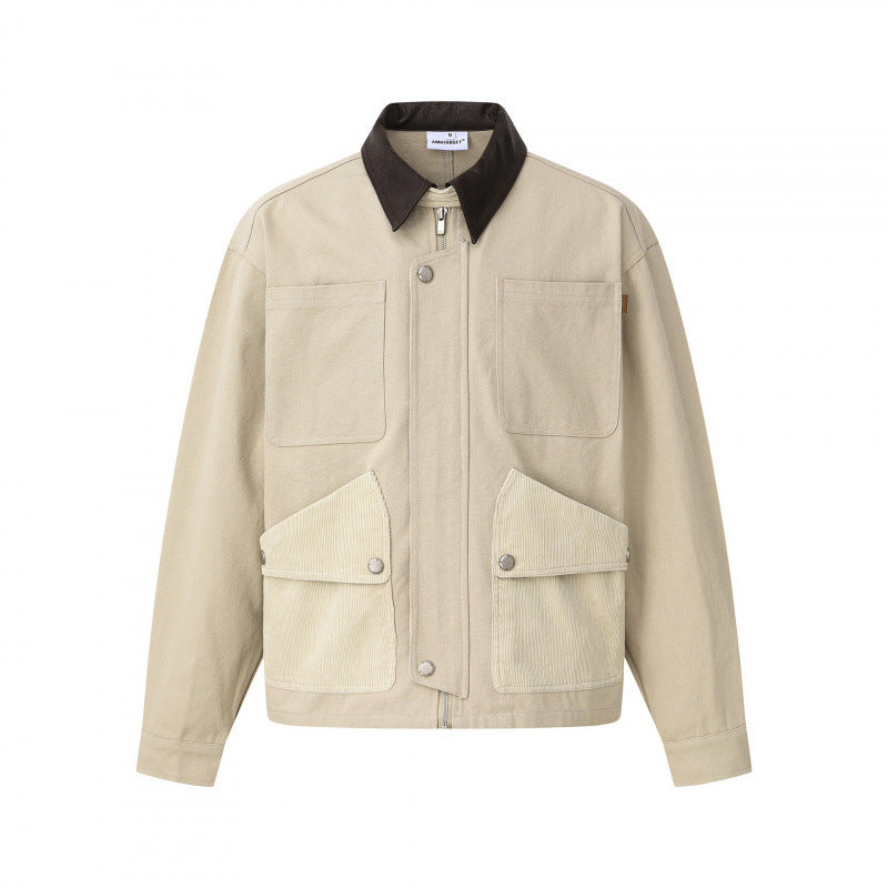 Unisex Kastige Canvas Blouson Jacket with contrasting cord collar and patch flap pockets Mune Fashion