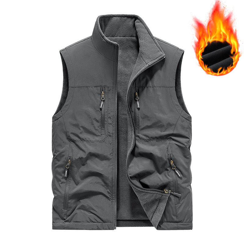 Men's Insulated Outdoor Thermal Vest with Fleece Lining, Zipper Pockets & Windproof Exterior Mune Fashion