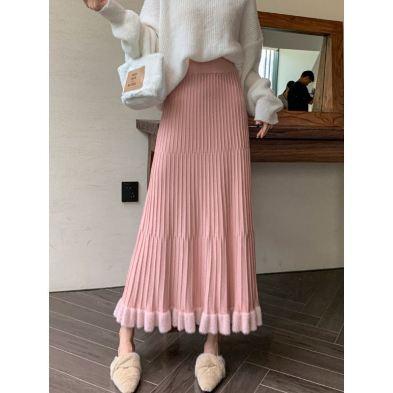 Women's Elegant Pleated Skirt with Ruffles Mune Fashion