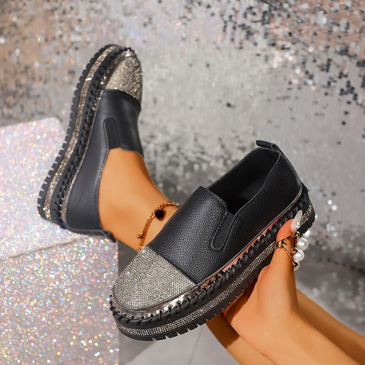 Women's shiny Slip-On platform sneakers with braided trim and elastic insert Mune Fashion