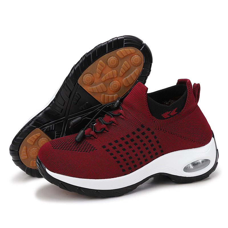 Women's breathable knitted platform sneakers with air cushion support and elastic shaft Mune Fashion