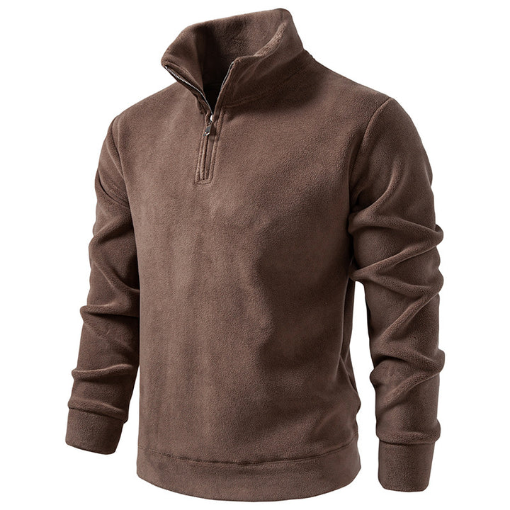 Men's Fleece Half-Zip Pullover with Standing Collar and Soft Microfleece Mune Fashion