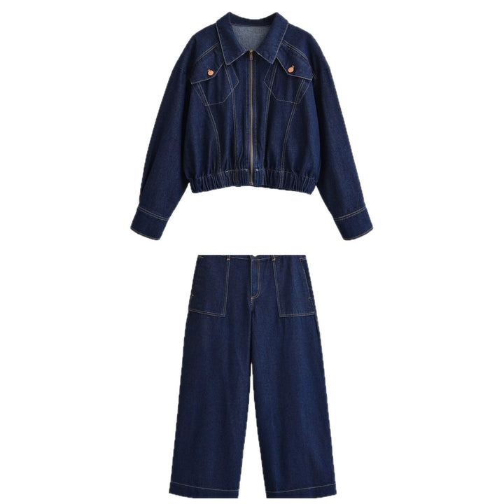 Ladies Culotte Jeans High Waist with Wide Leg and Patch Pockets Mune Fashion
