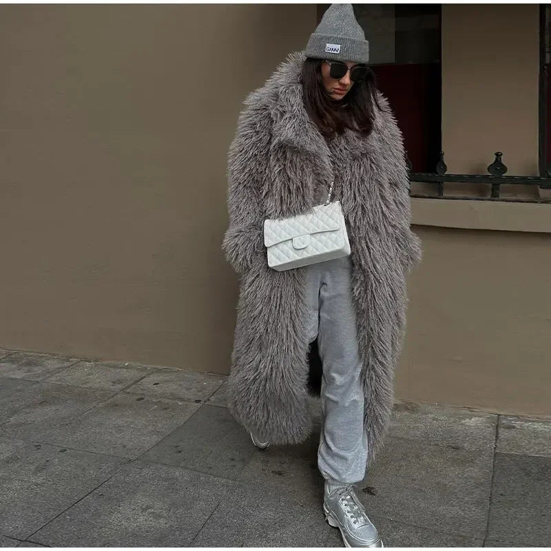 Women's Long Faux Fur Coat Mune