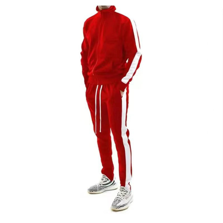 Men's slim training set with stand-up collar, zip jacket and fitted drawstring jogger Mune Fashion