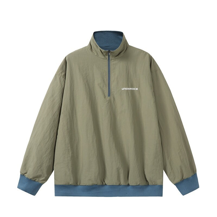 Unisex Oversize Windbreaker Pullover with half zipper and ribbed hem Mune Fashion