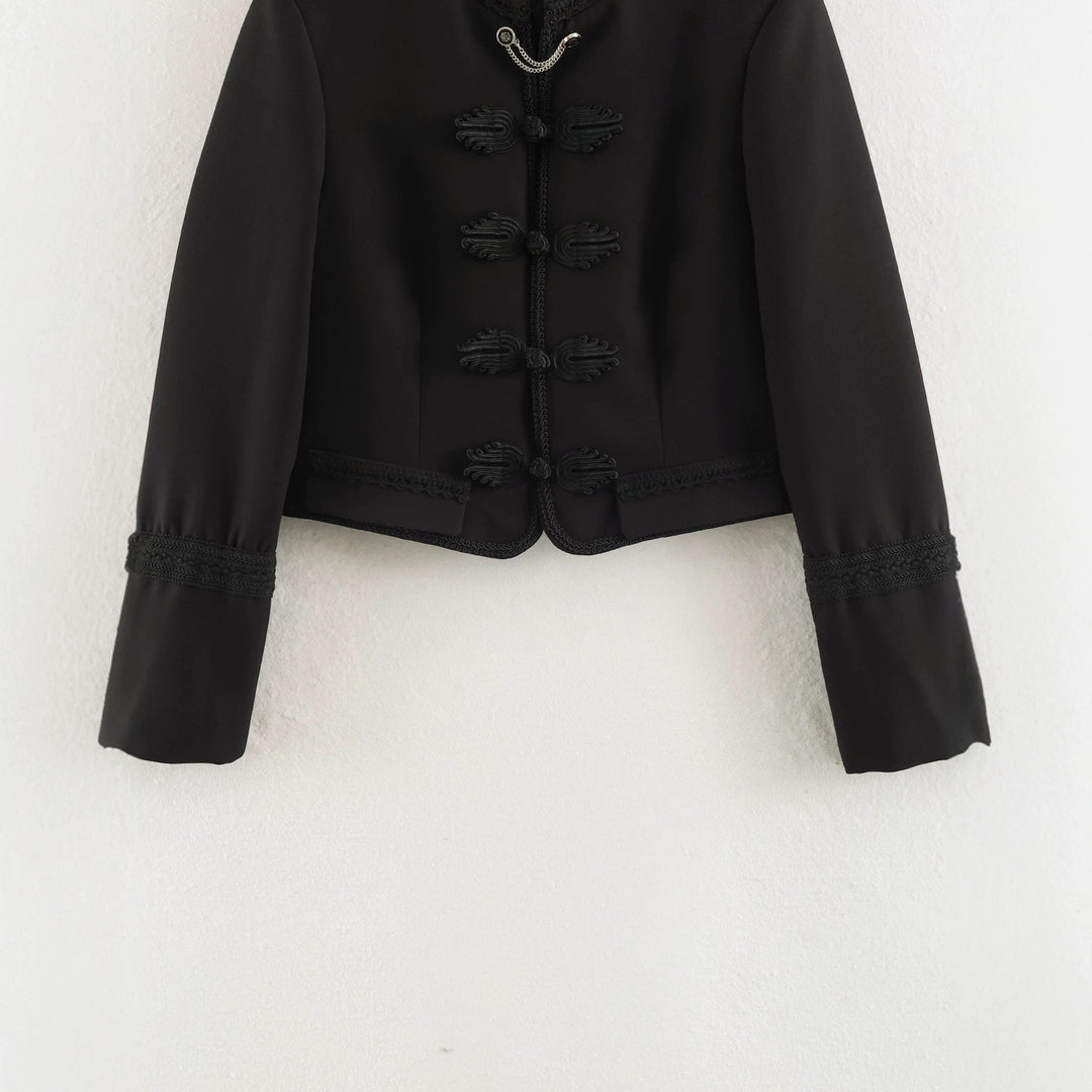 Women's tailored short jacket in Habsburg-inspired military style with cord closure Mune Fashion