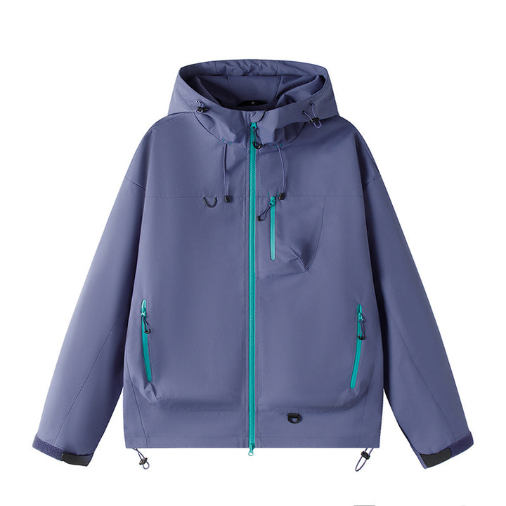 Men's Lightweight Tech Softshell Jacket with Hood, Adjustable Hem and Contrast Zippers Mune Fashion