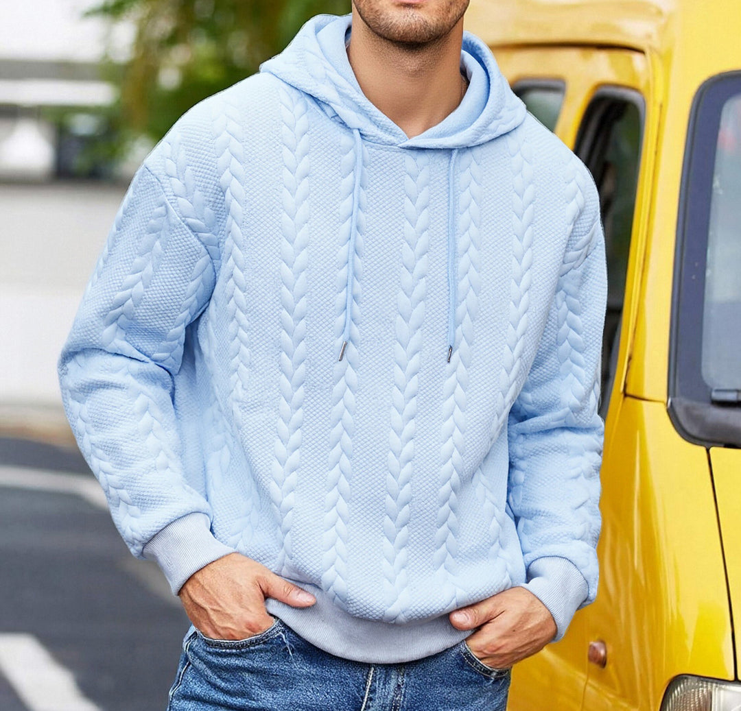 Men's hooded sweatshirt with raised braided relief and soft inner lining Mune Fashion