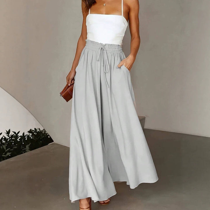 Women's flowing Palazzo pants with paperbag waist and deep side pockets Mune Fashion
