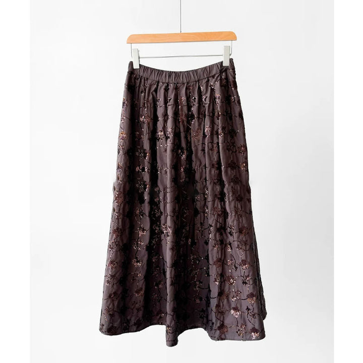 Ladies Elegant Midi Skirt with Floral Design Mune Fashion