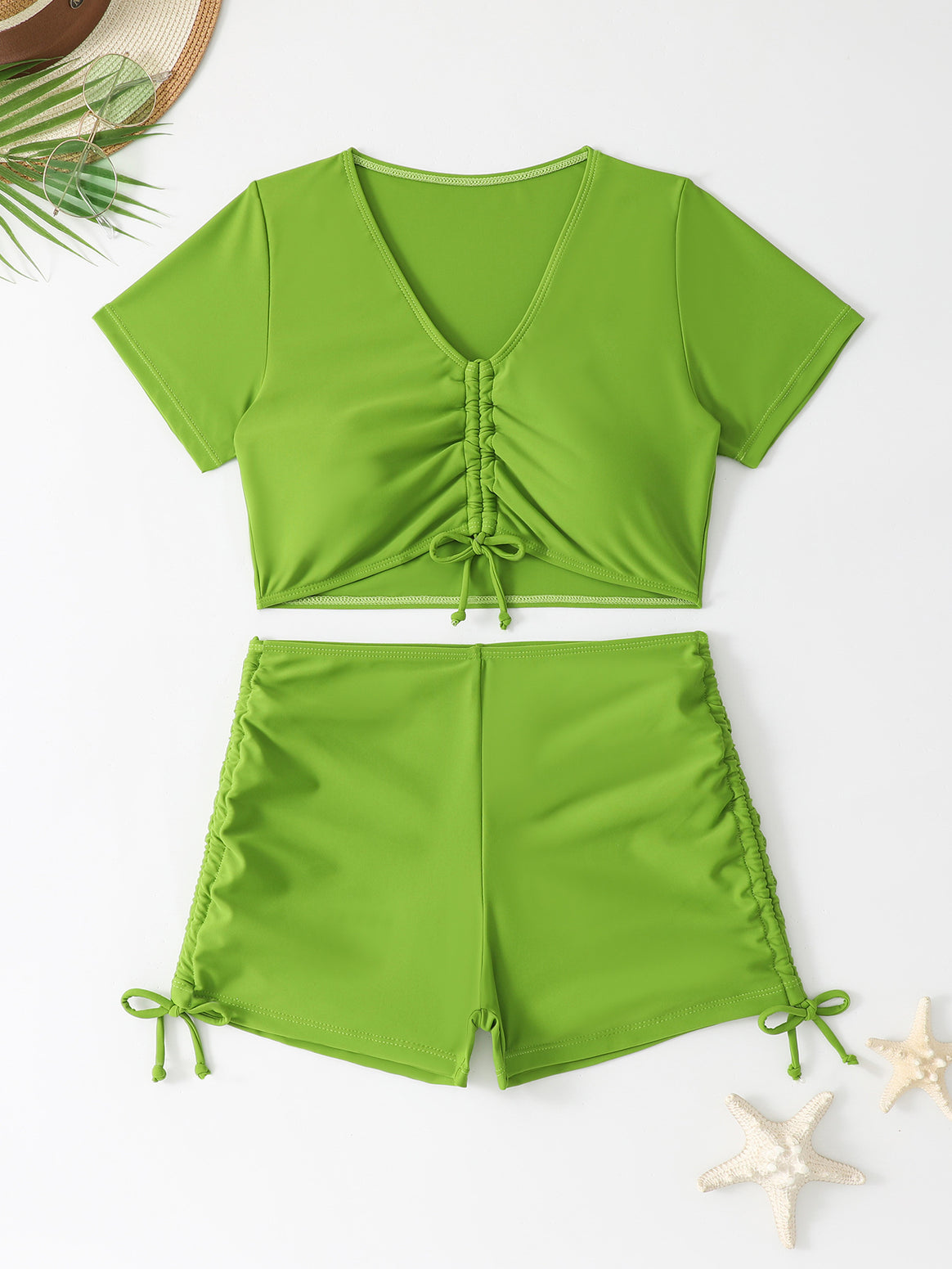Women's swim top with trendy lacing design and high-waisted shorts Mune Fashion