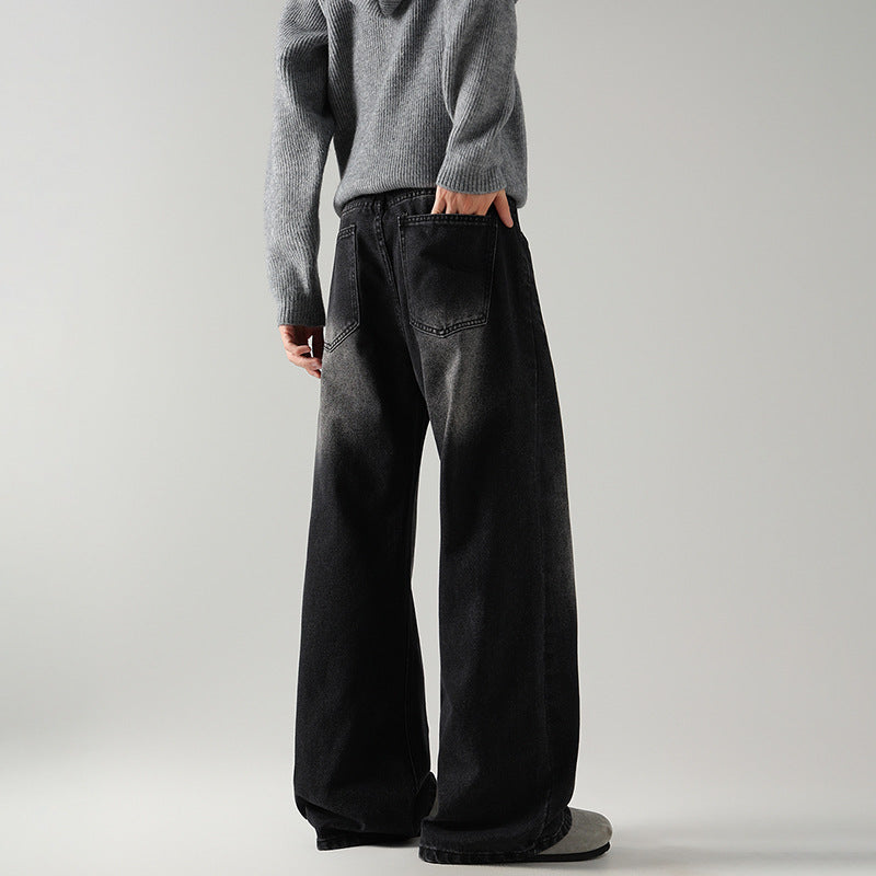 Men's Wide Flared Jeans made from washed denim with subtle fade effects Mune Fashion