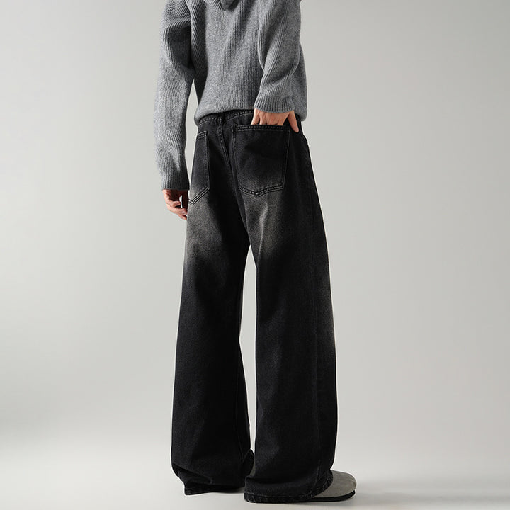Men's Wide Flared Jeans made from washed denim with subtle fade effects Mune Fashion
