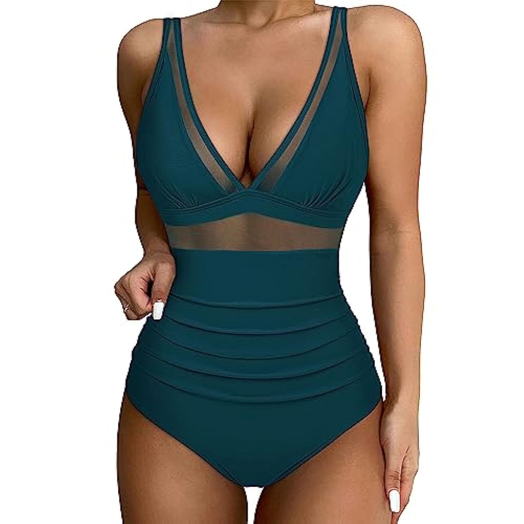 Women High-Cut Swimsuit with Transparent Inserts Mune Fashion
