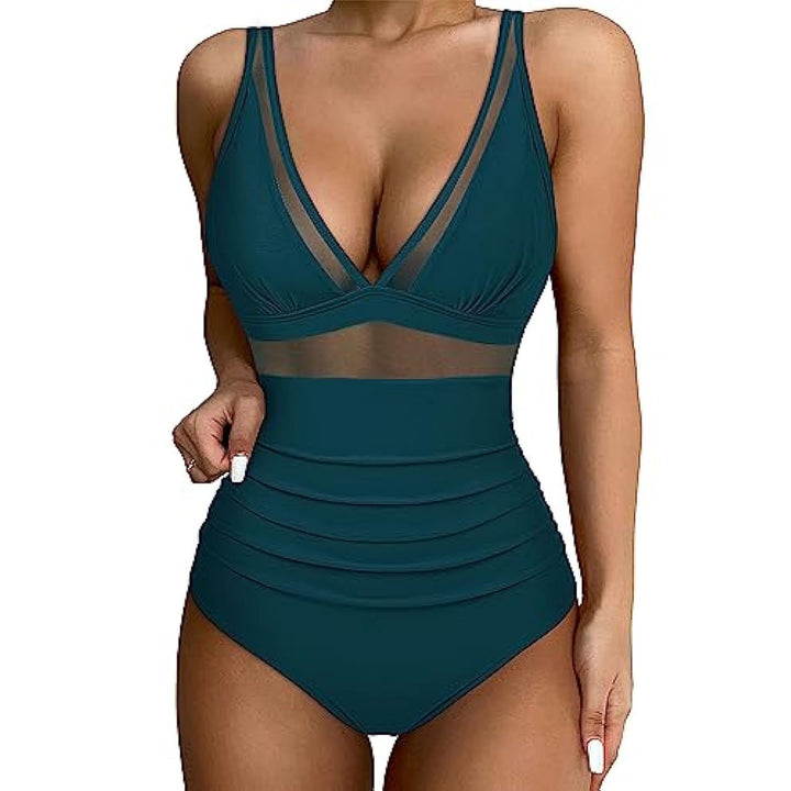 Women High-Cut Swimsuit with Transparent Inserts Mune Fashion