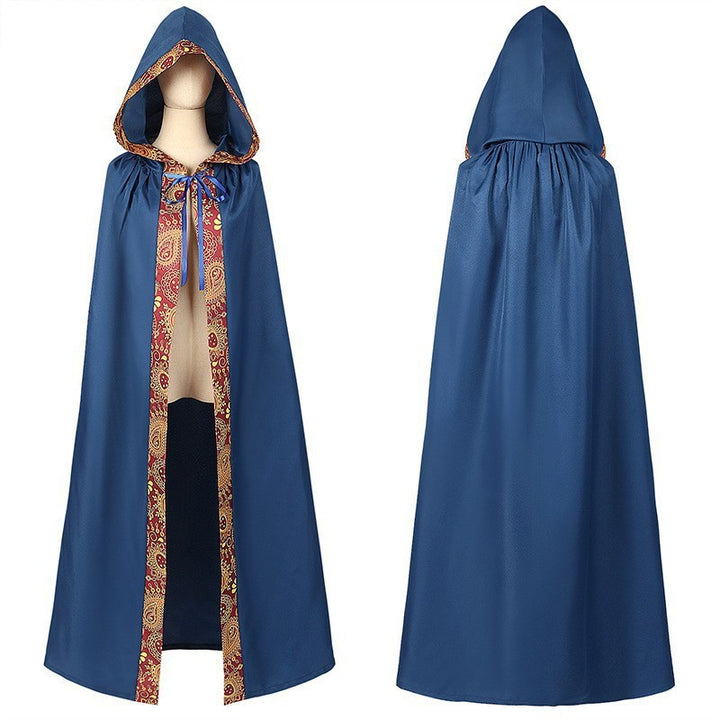 Unisex multi-layered hooded cloak with wide drape and satin ribbon closure Mune Fashion