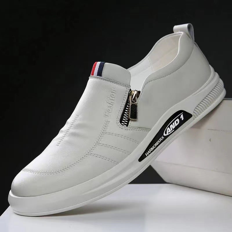 Men's Comfortable Slip-On Leather Sneakers with Discreet Zipper and Flexible Sole Profile Mune Fashion