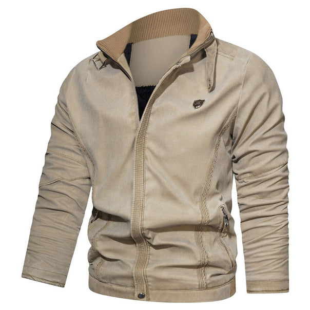 Men's lightweight canvas bomber with stand-up collar, zipper and zippered pockets Mune Fashion