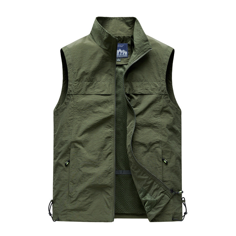 Men's ultra-lightweight packable travel utility vest with mesh inner lining, stand-up collar and drawstring hem Mune Fashion