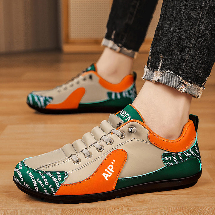 Men's Modern Low-Top Faux Leather Sneaker with Padded Collar and Treaded Rubber Sole Mune Fashion