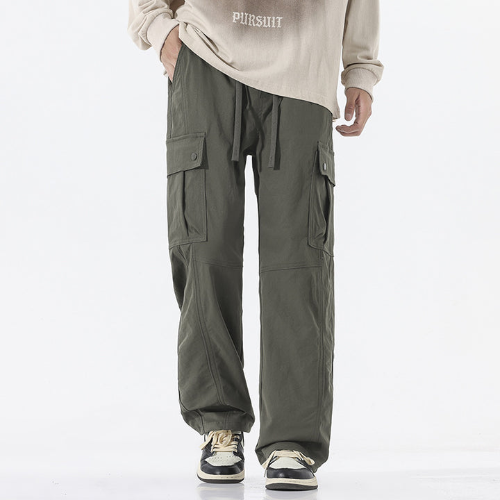 Men's Oversized Cargo Pants in Utility Style with Drawstring Waistband and Large Flap Pockets Mune Fashion