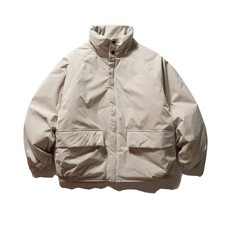 Unisex Boxy Padded Transition Jacket with High Stand-Up Collar, Elastic Cuffs and Flap Pockets Mune Fashion