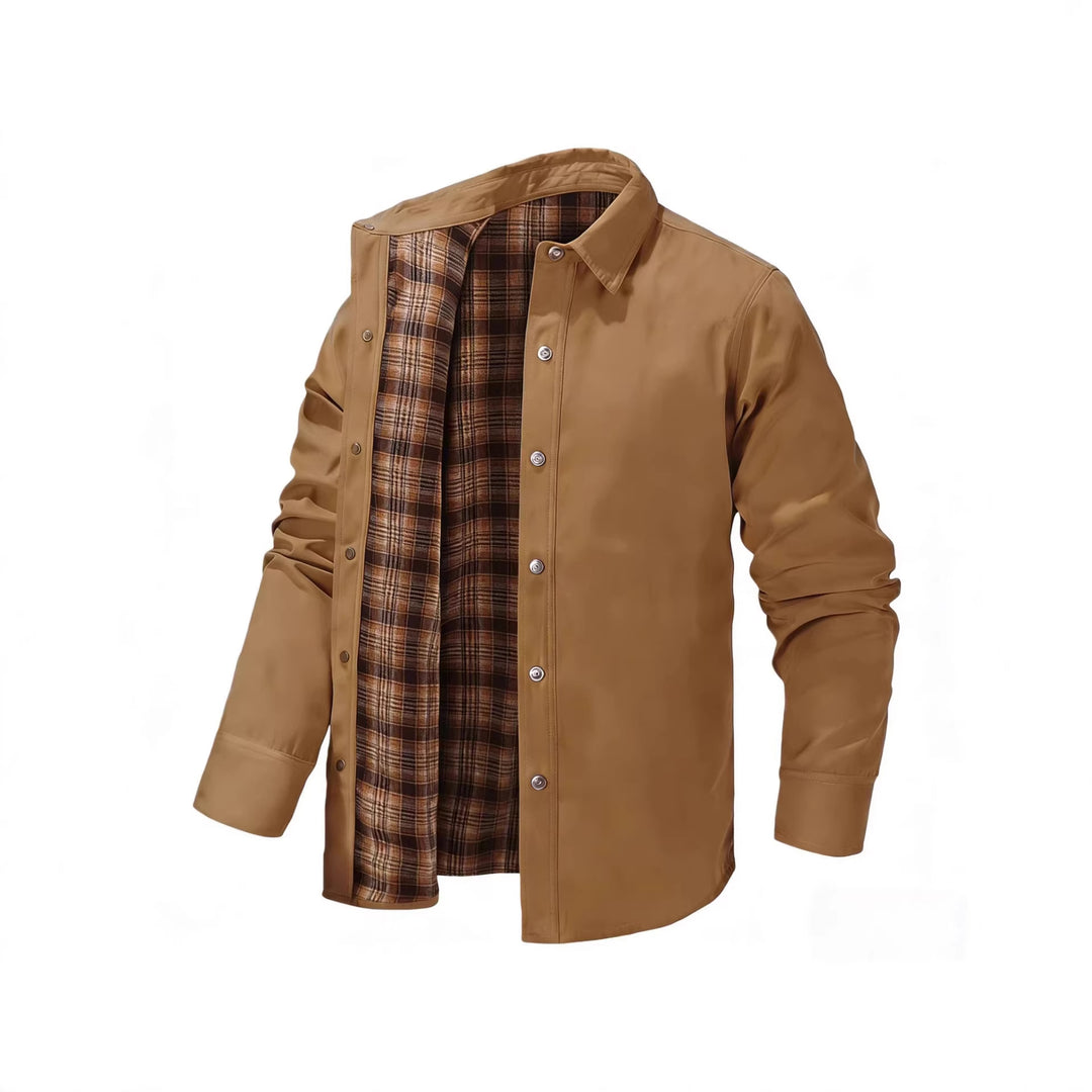 Men's lightweight transitional jacket with modern check pattern