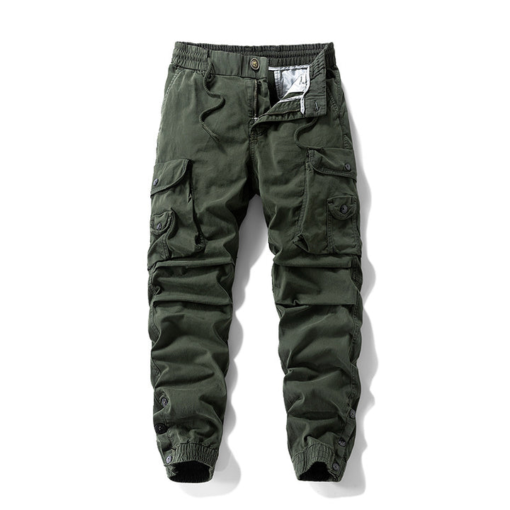 Men's Tactical Cargo Jogger Pants with Drawstring Waistband and Adjustable Snap Pockets Mune Fashion