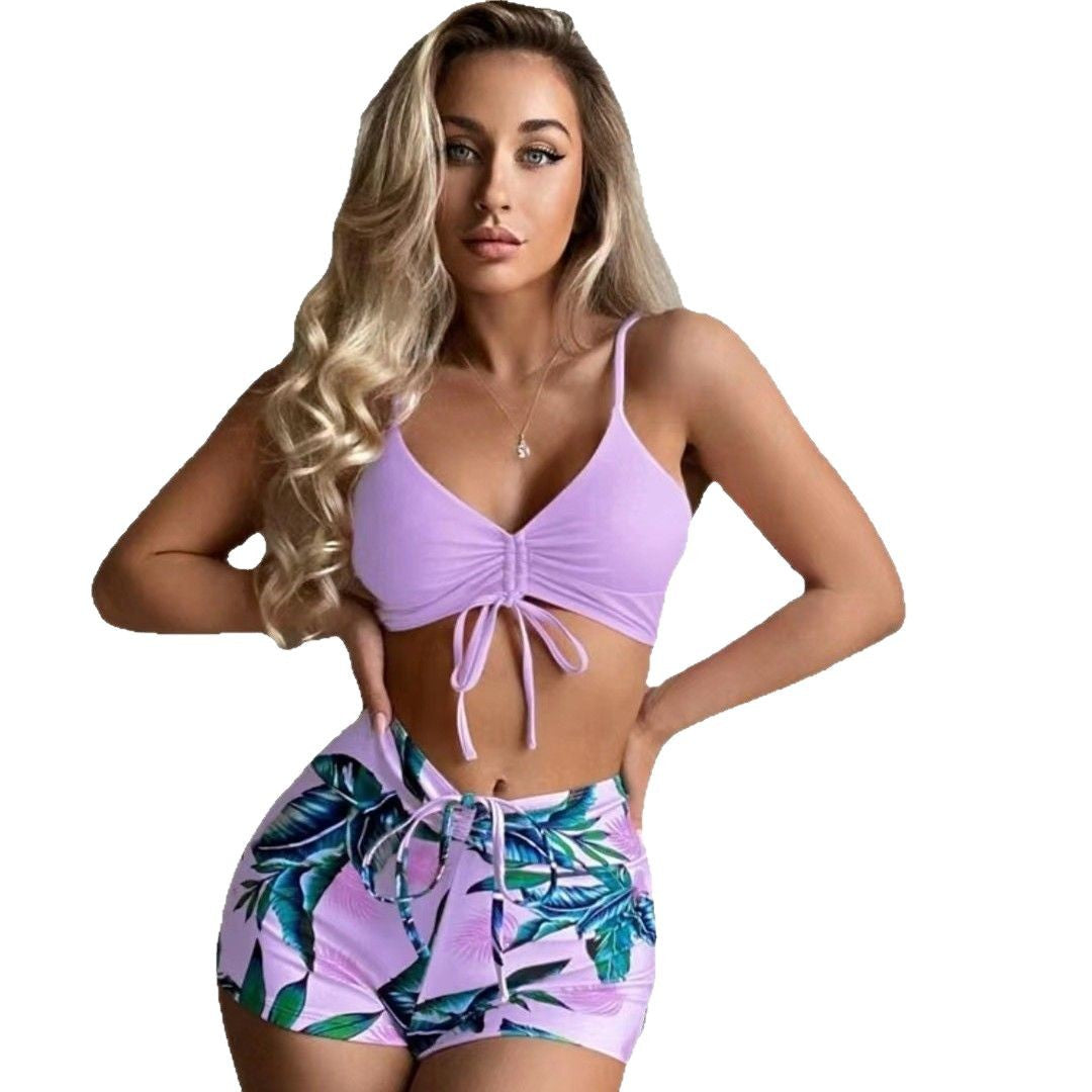 Women's Two-Piece Swimsuit with High Waist and Ruched Crop Top Mune Fashion