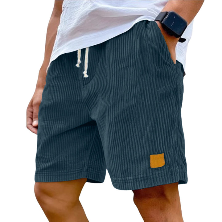Men's fine corduroy shorts with elastic drawstring waistband, drawstring and deep side pockets Mune Fashion