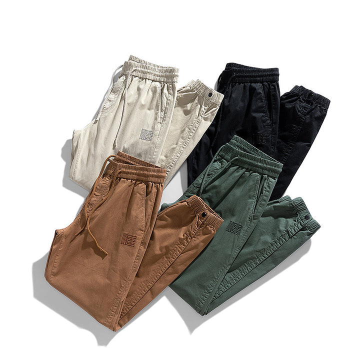 Herren Leichte Baumwoll-Joggerhose mit Tunnelzug, elastischem Knöchelabschluss und dezenter Logostickerei Mune Fashion