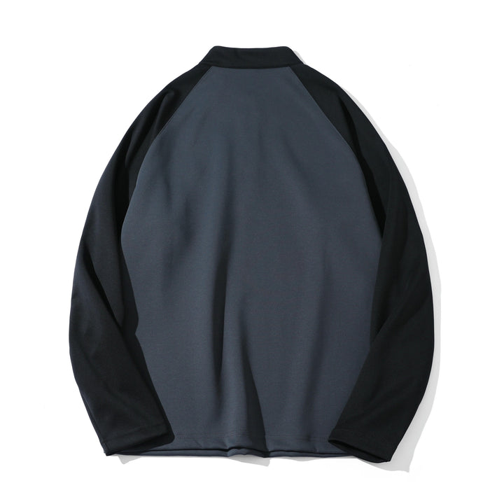 Unisex Functional Half-Zip Sweatshirt with Troyer Collar, Raglan Sleeves, and Minimalist Embroidery Mune Fashion