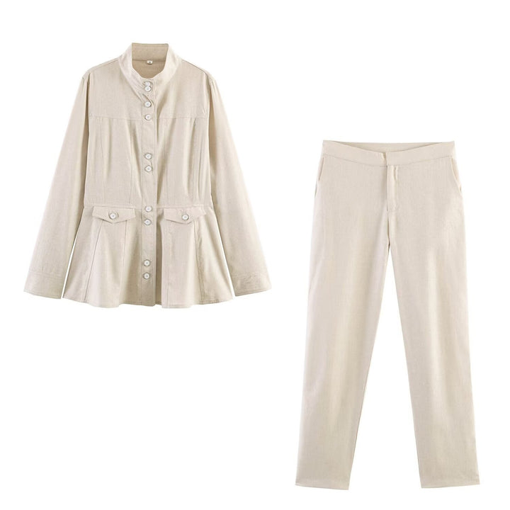 Women Straight Cut Stretch Chino with Flat Waistband and Side Pockets Mune Fashion
