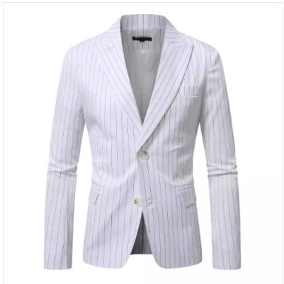 Men's tailored pinstripe blazer made of lightweight twill with a notched lapel and concealed side pockets Mune Fashion