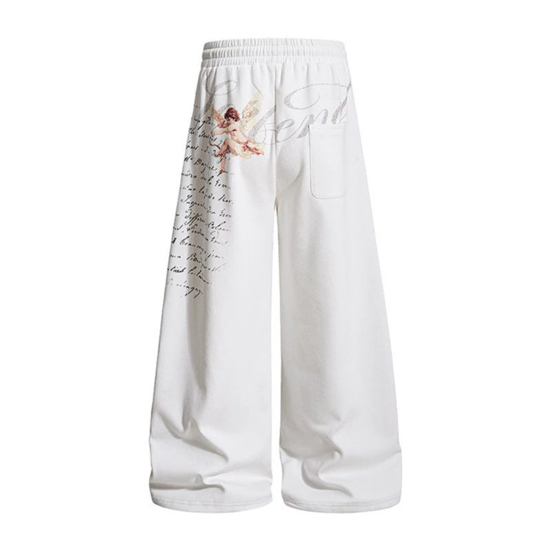 Women’s Wide Palazzo Lounge Pants in Culotte Style with Comfort Waistband, Drawstring and Floral Print Application Mune Fashion